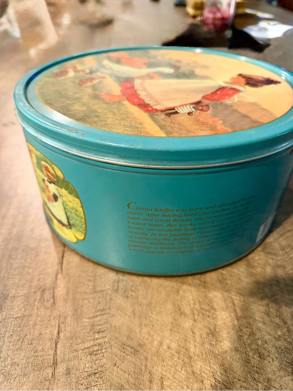 Vintage Style Danish Butter Cookie Tin Girl Geese